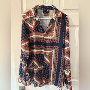Zara Men’s Bold Pattern Satin long-sleeve button up *Never Worn!*